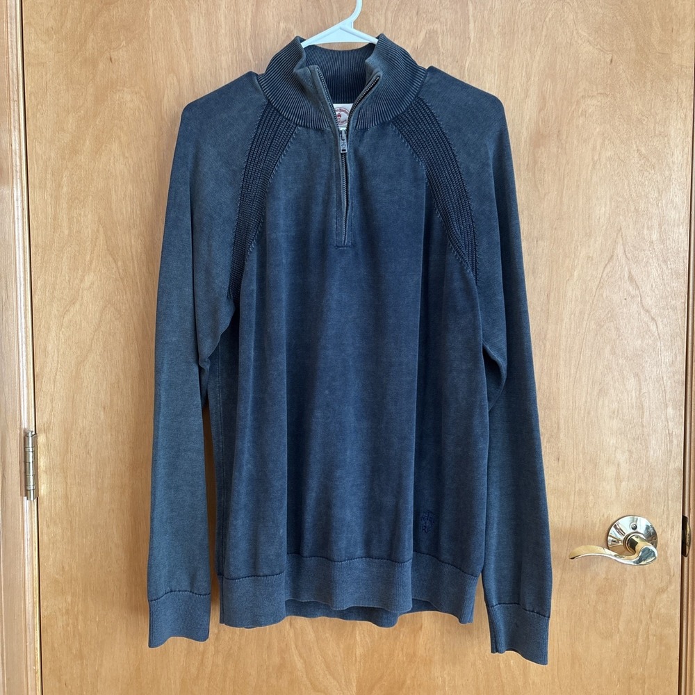Brooks Brothers Red Fleece Knit Pullover Men's Large 1/4 zip sweater Gray